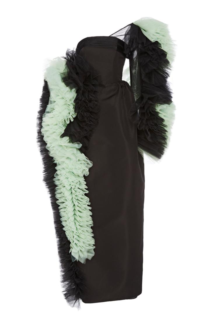 Moda Operandi Christian Siriano Ruffle-embellished One-shoulder Tulle Gown Size: 2