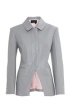 Moda Operandi Anouki Grey Vegan Leather Slim Waist Single Breasted Blazer