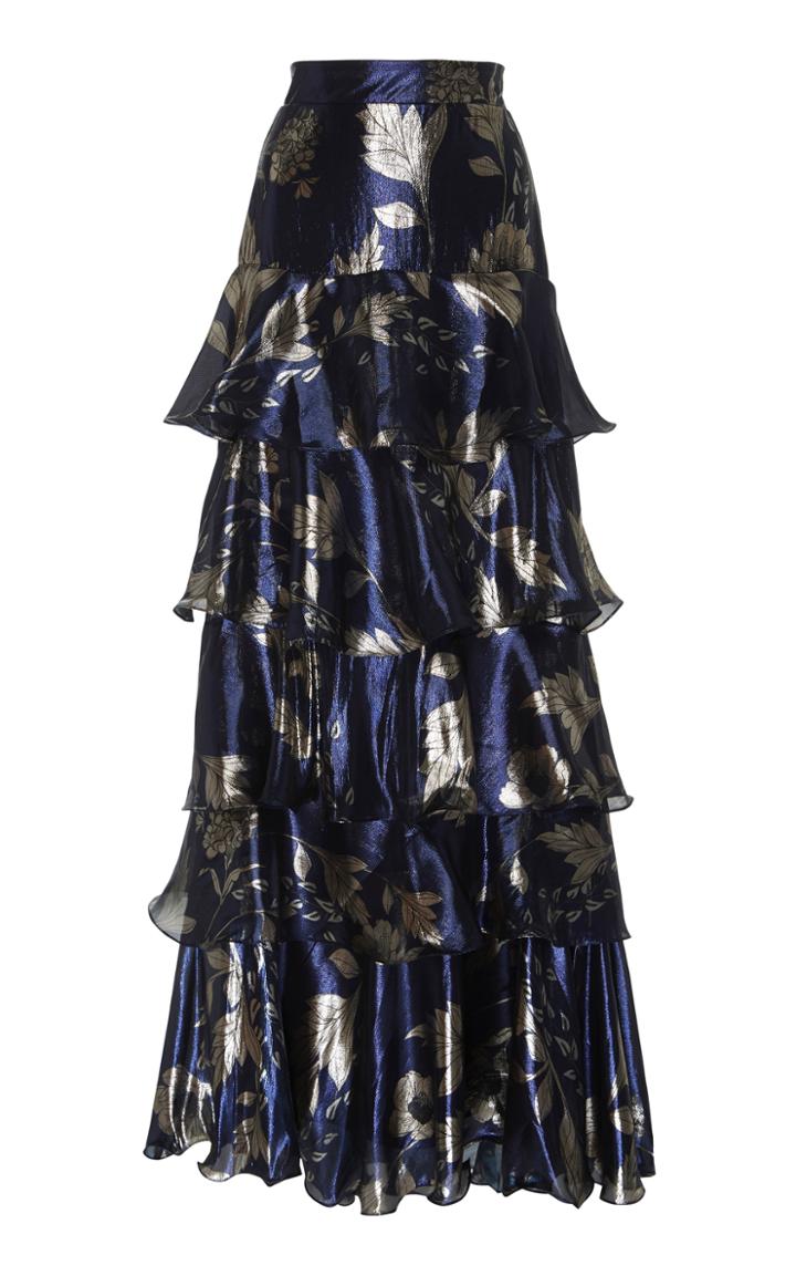 Johanna Ortiz Blue Nile Lurex Crepe Skirt