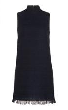 Andrew Gn Fringe-trimmed Wool-blend Crepe Dress