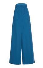 Pushbutton Wide-leg High-rise Cotton-blend Trousers