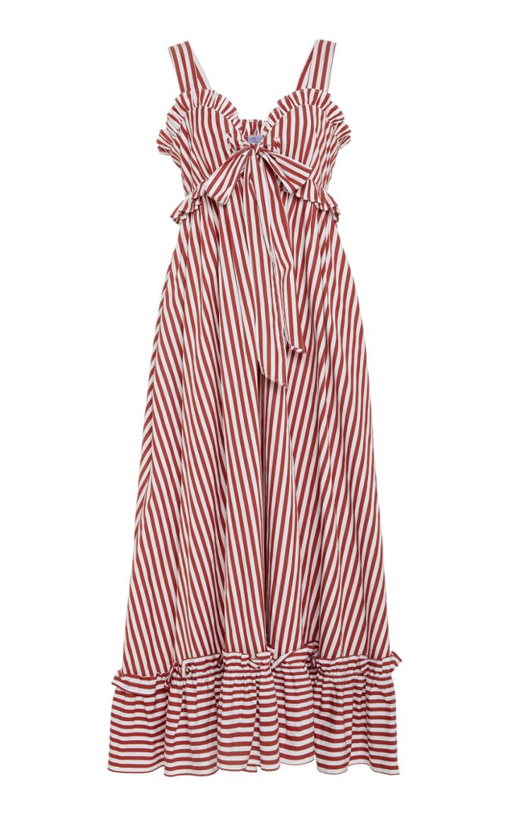 Thierry Colson Valentina Striped Cotton-poplin Maxi Dress