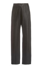 Nanushka Char Pliss Vegan Leather Wide-leg Pants