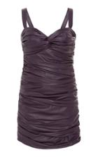 Zeynep Aray Draped Leather Mini Dress