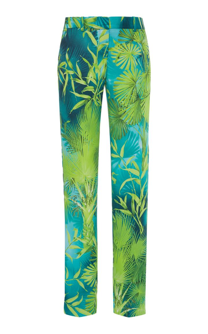 Versace Jungle Print Straight-leg Crepe Pants