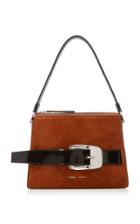 Proenza Schouler Buckle-embellished Two-tone Suede Top Handle Bag