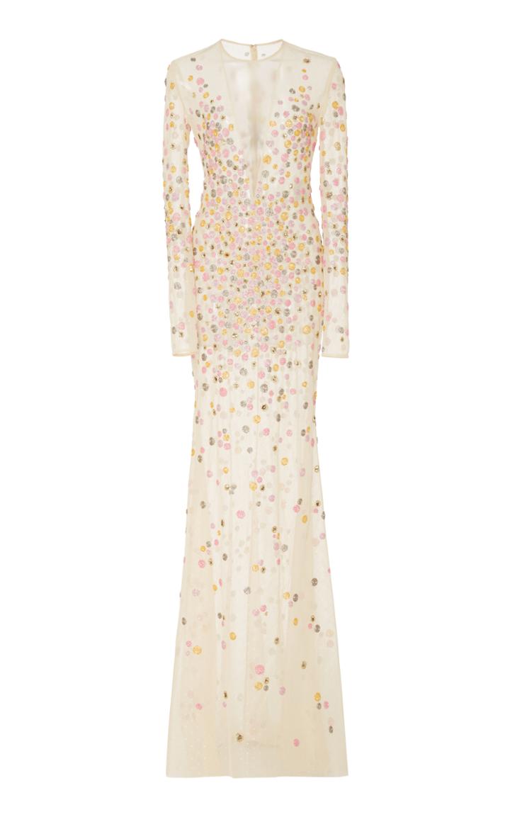 Georges Hobeika Long Sleeve Illusion Dress