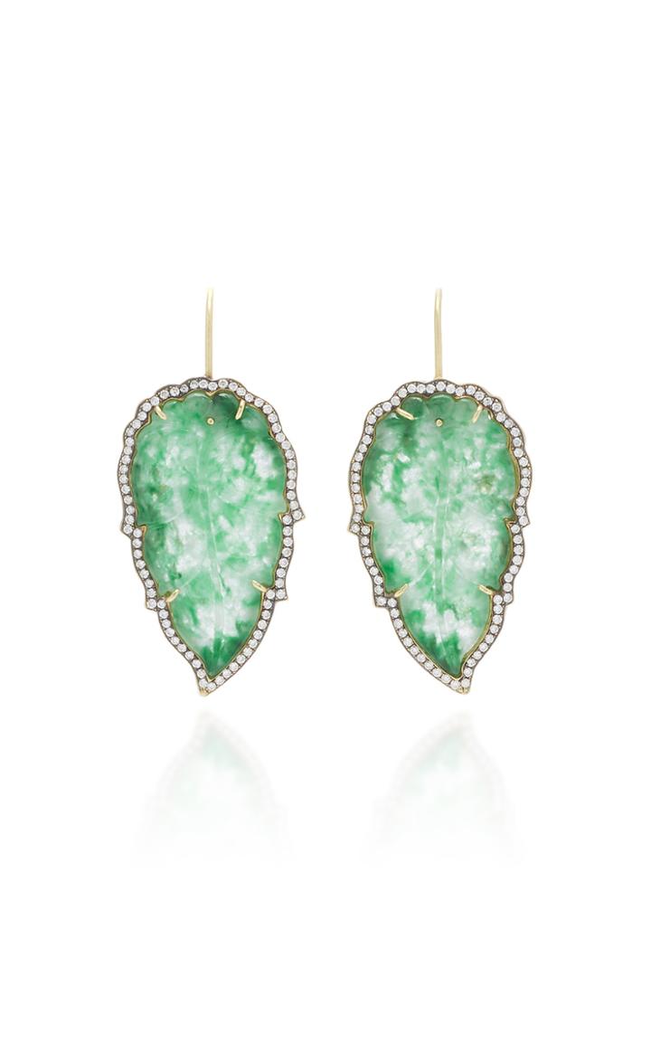 Sylva & Cie One-of-a-kind Jade Leaf Earrings