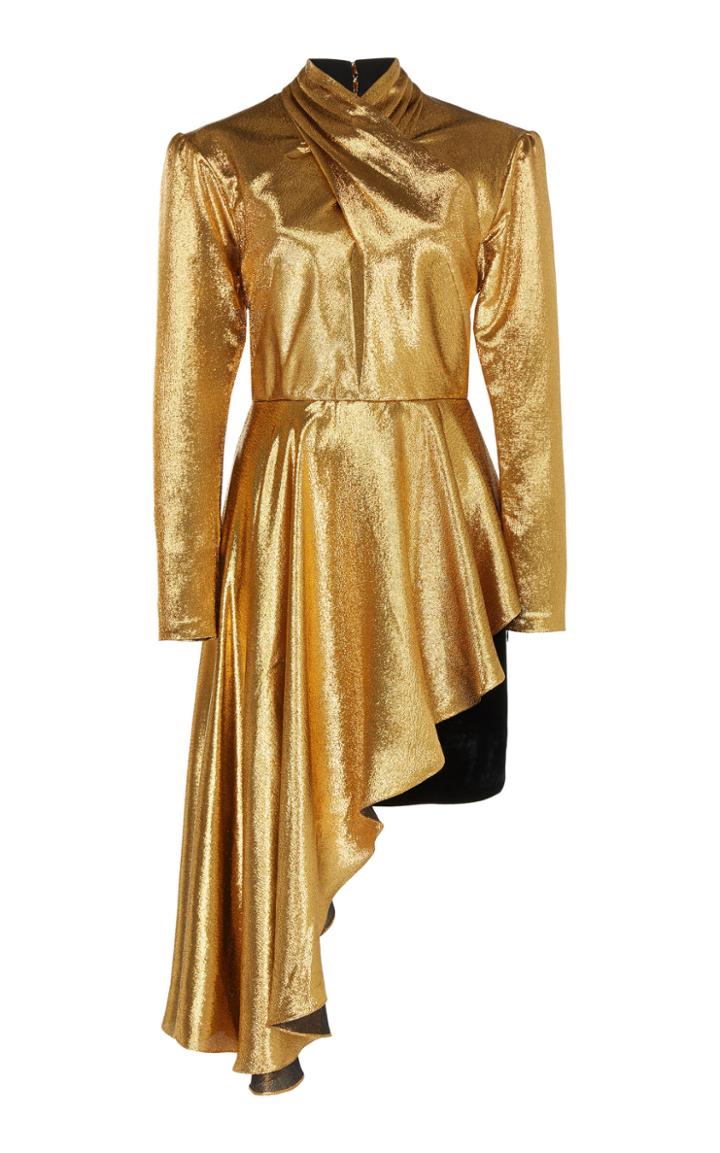 Racil Tina Asymmetric Silk-blend Metallic Dress