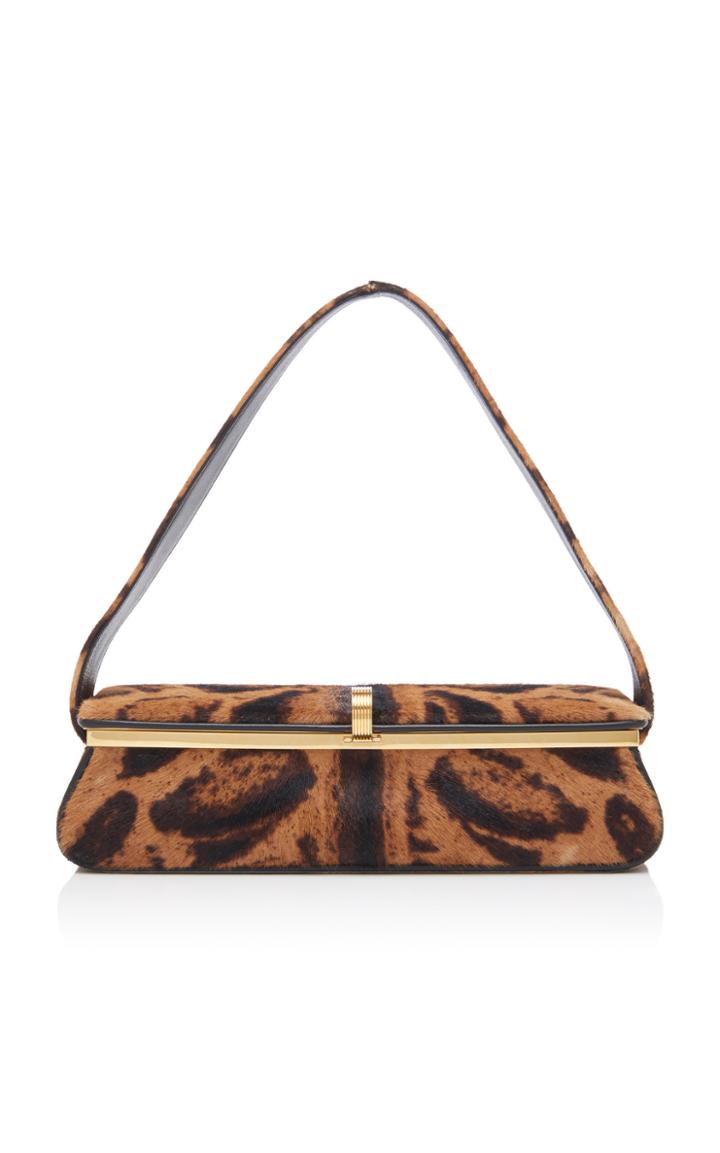 Victoria Beckham Powder Leopard-print Calf Hair Clutch