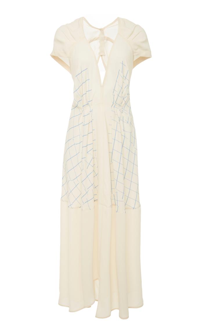 Victoria Beckham Georgette Creased Grid Midi Dress