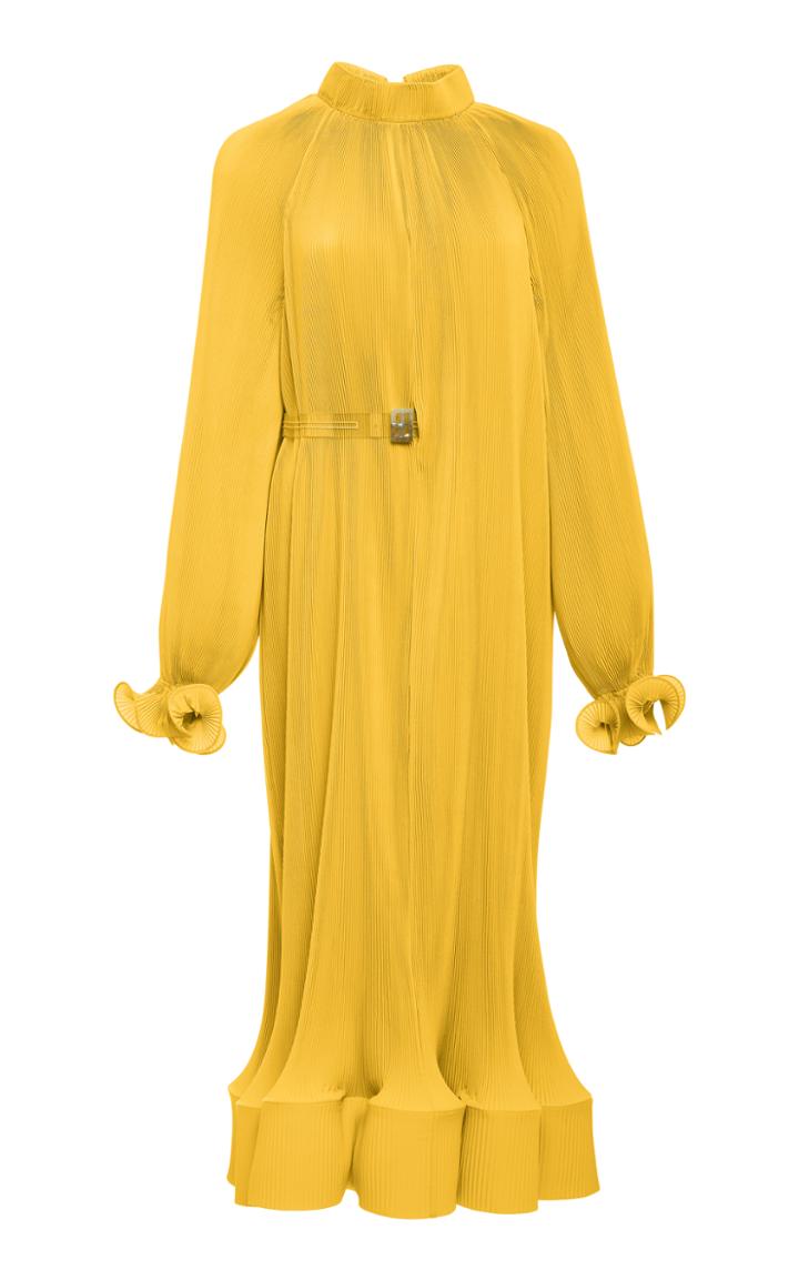 Tibi Long Sleeve Pleated Dress