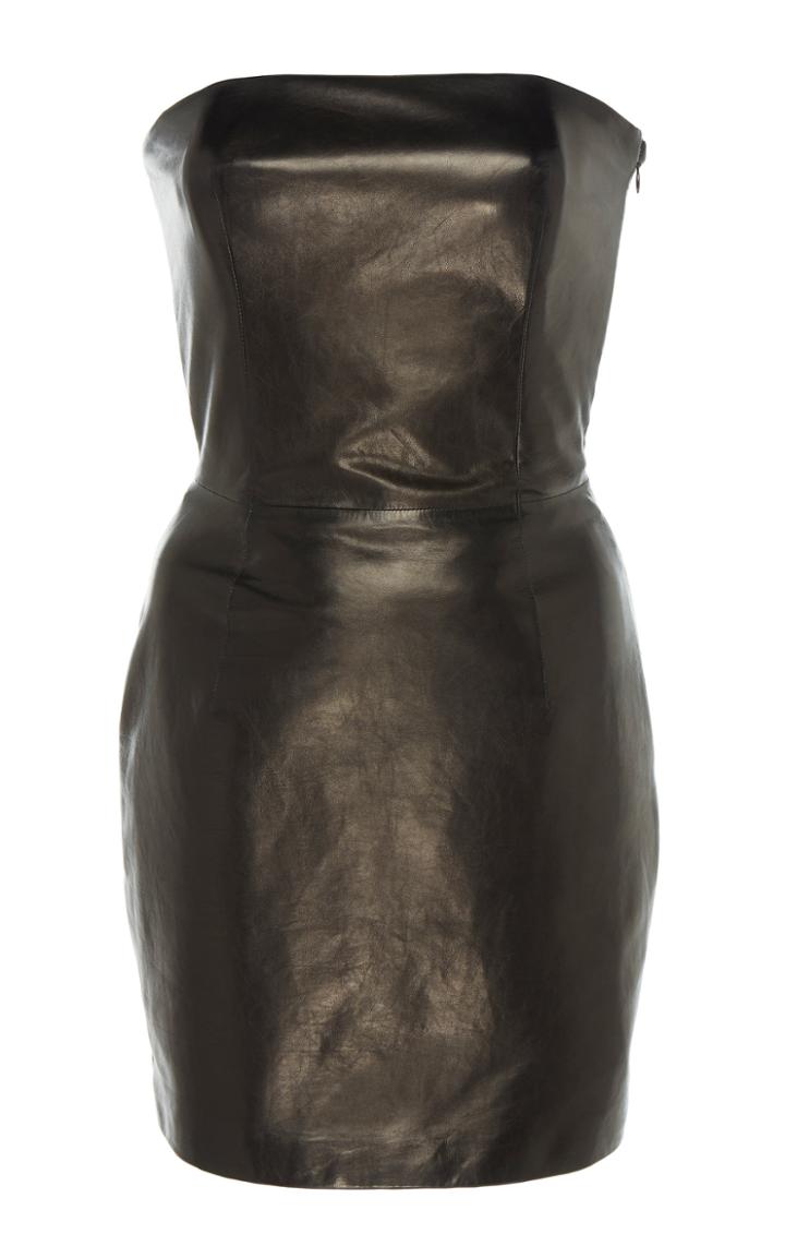 Paule Ka Strapless Leather Dress
