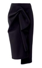 Acler Crawford Asymmetric Gathered Crepe De Chine Midi Skirt