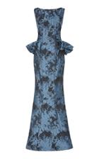 Zac Posen Jacquard Peplum Floral Gown
