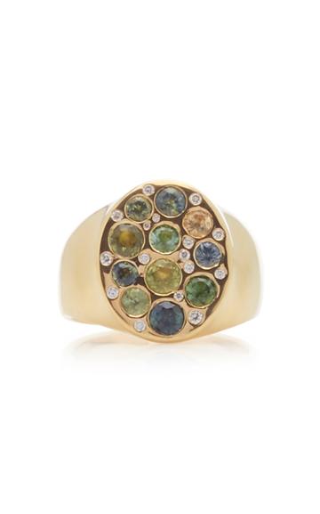 Fie Isolde Alfa Rainbow Sapphire And Diamond Signet Ring