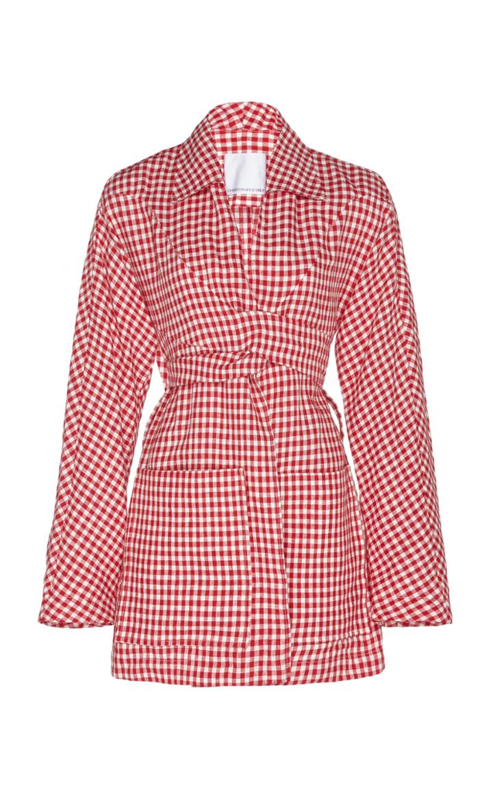 Christopher Esber Gingham Criss-cross Tie-front Jacket