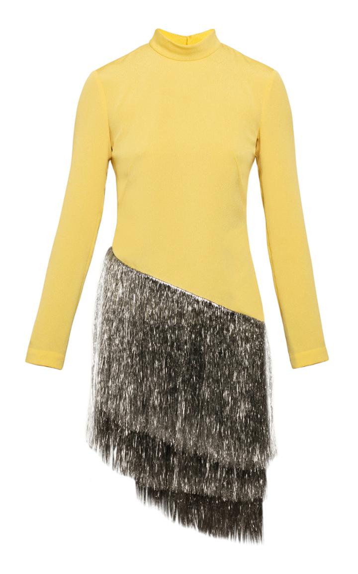 Anna October Dasha Tinsel-trimmed Tiered-hem Mini Dress