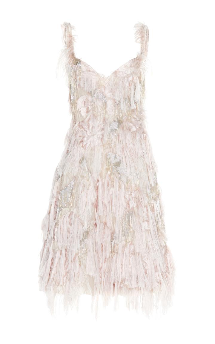 Paule Ka Patchwork Jacquard Fringe Dress