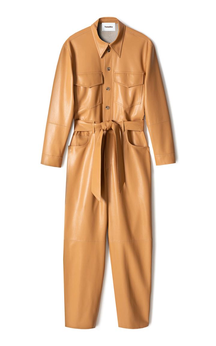 Moda Operandi Nanushka Ashton Belted Faux Leather Jumpsuit