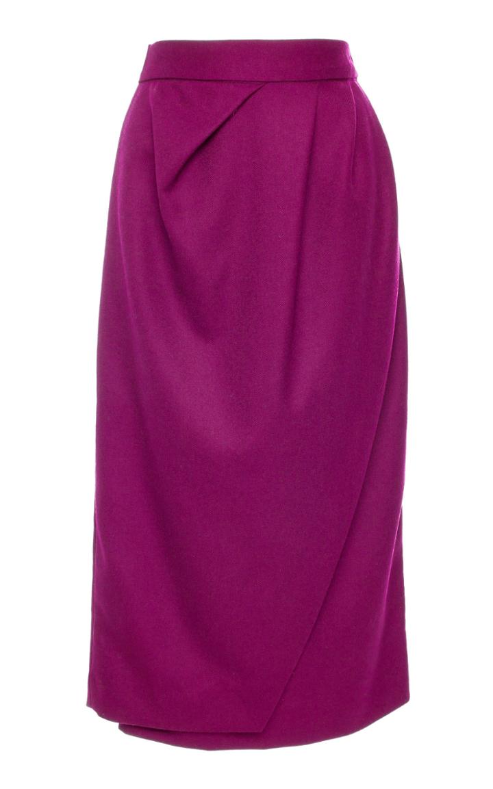 Christine Alcalay Straight Wool Wrap Skirt
