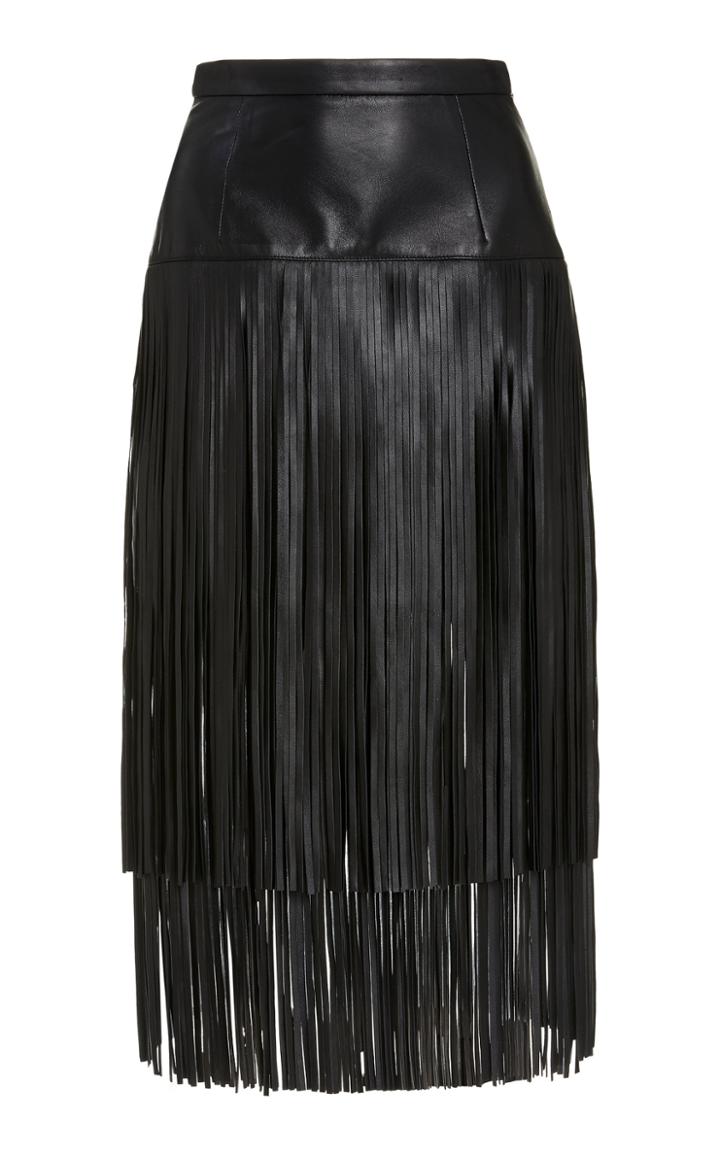Moda Operandi Michael Kors Collection Plong Fringed Leather Skirt