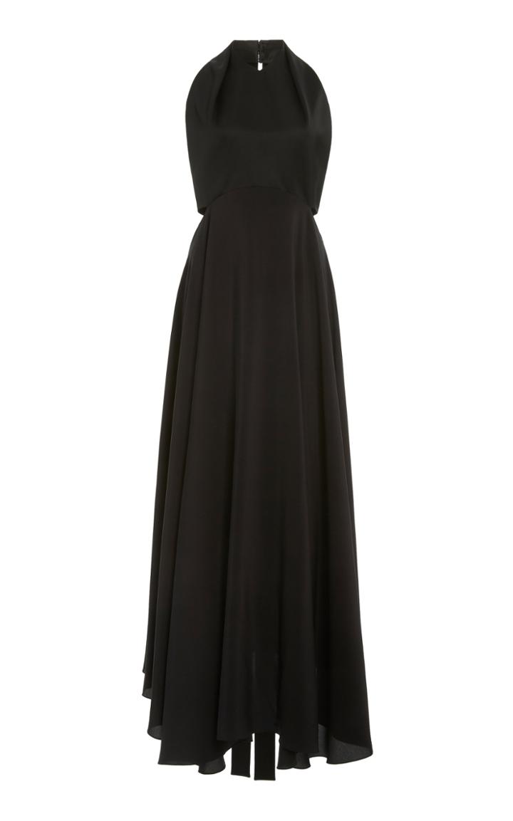 Moda Operandi Victoria Beckham Tie-back Mixed-crepe Halter-neck Maxi Dress