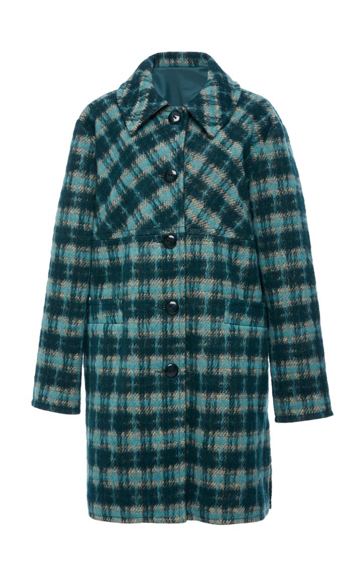 Anna Sui Brushed Tartan Coat