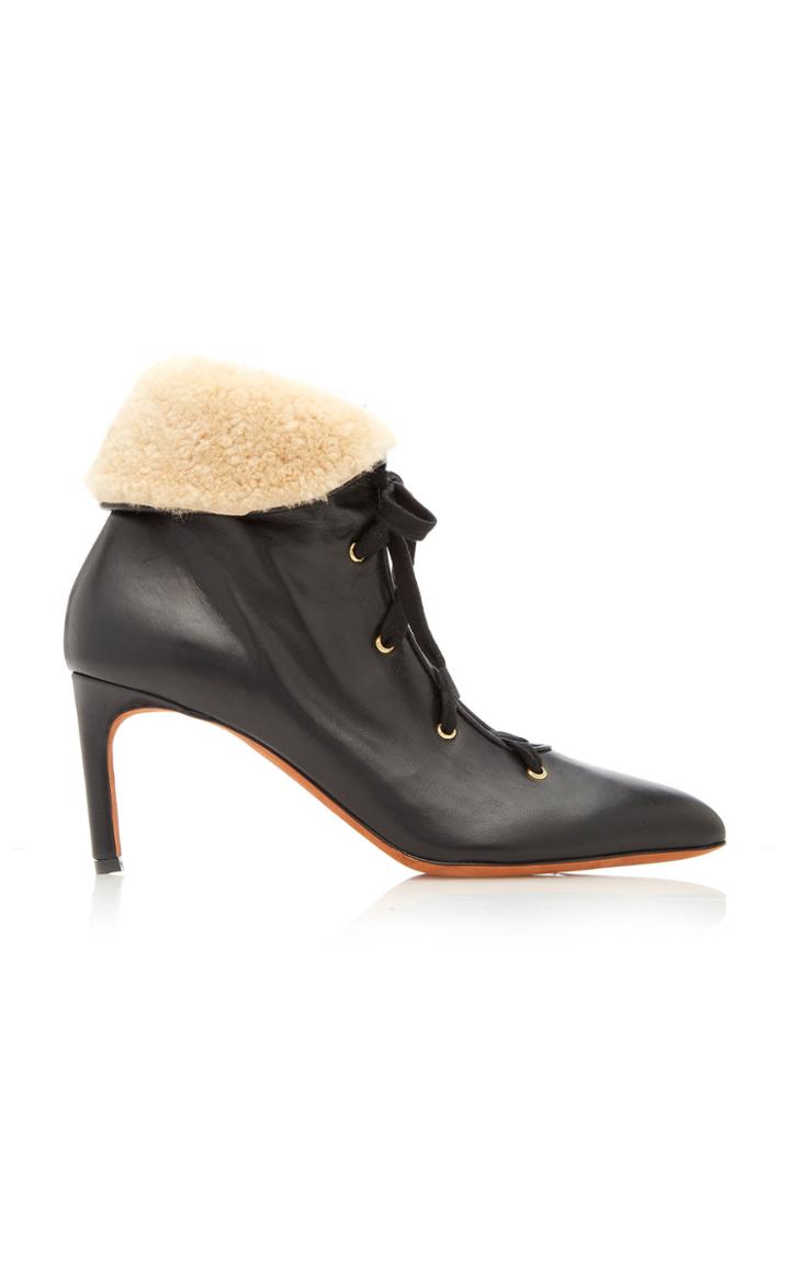 Altuzarra Shearling Leather Lace Up Pumps