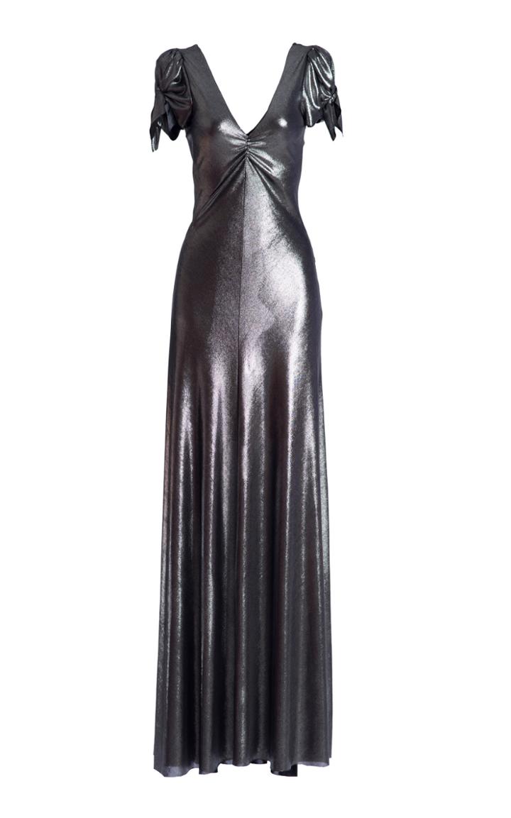 Maria Lucia Hohan Soraya Pleated Lurex Maxi Dress