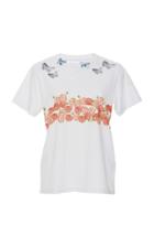 Luisa Beccaria Cotton Printed Rose And Butterfly T-shirt