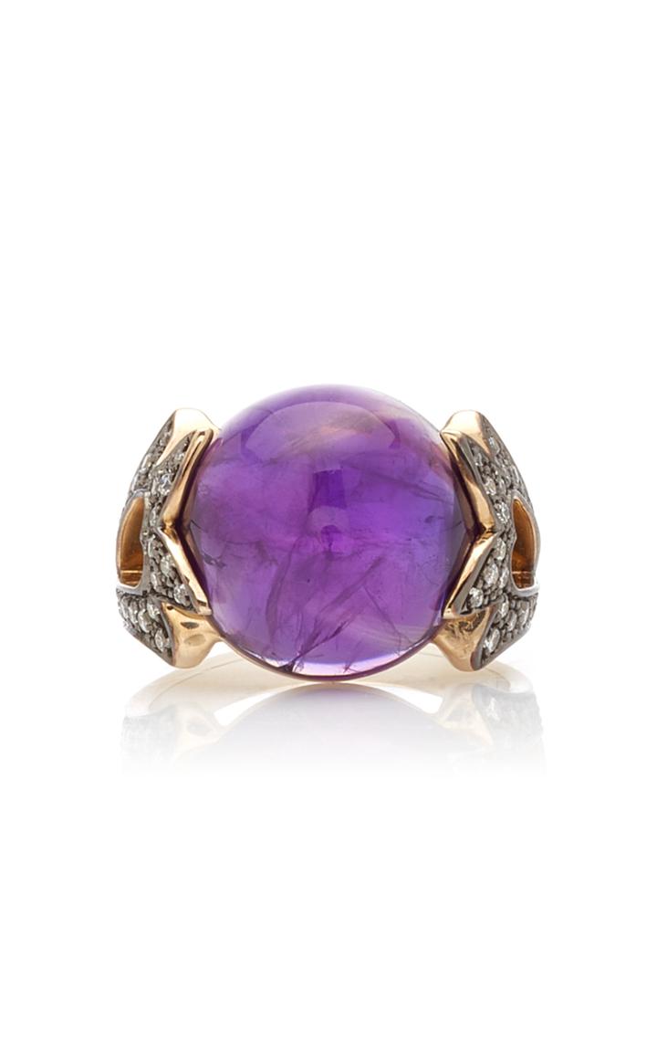Moda Operandi Noor Fares 18k Grey Gold Amore Round Cabochon Ring