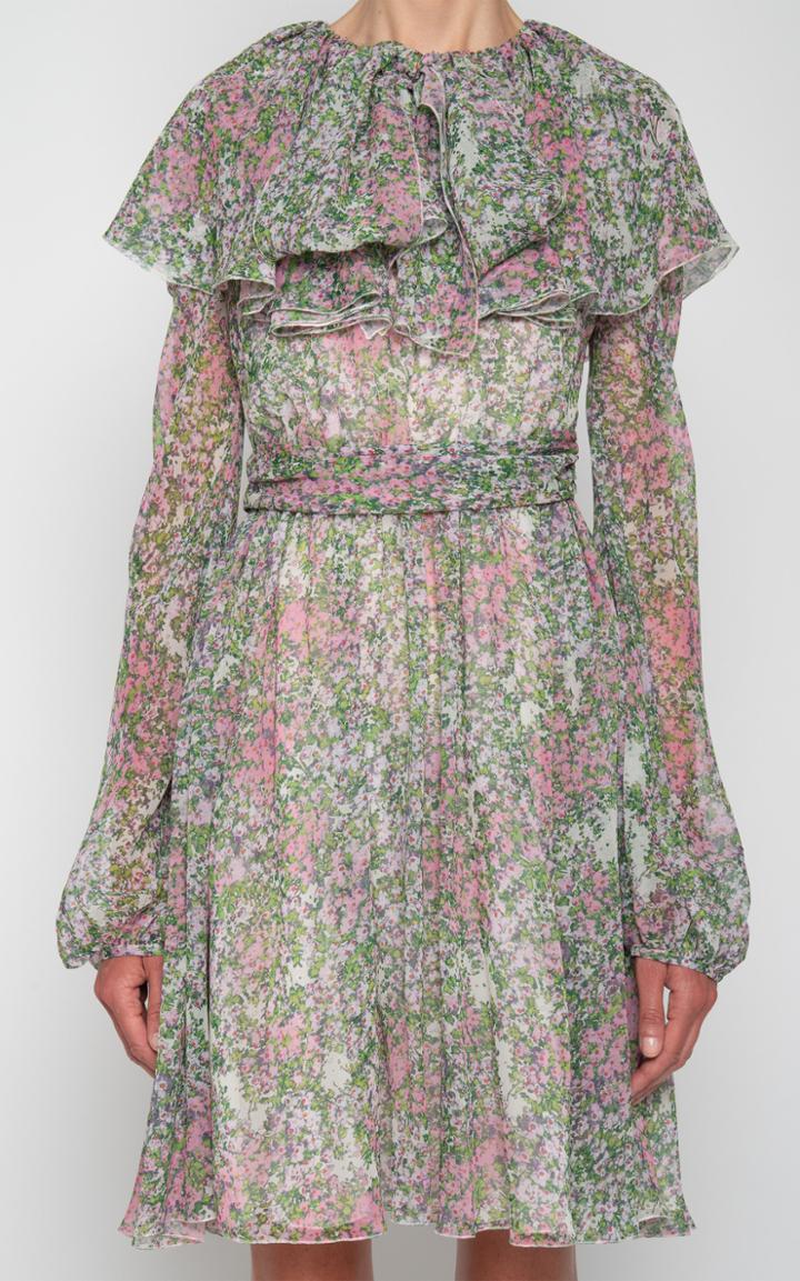 Moda Operandi Giambattista Valli Floral Layered Collar Silk Dress