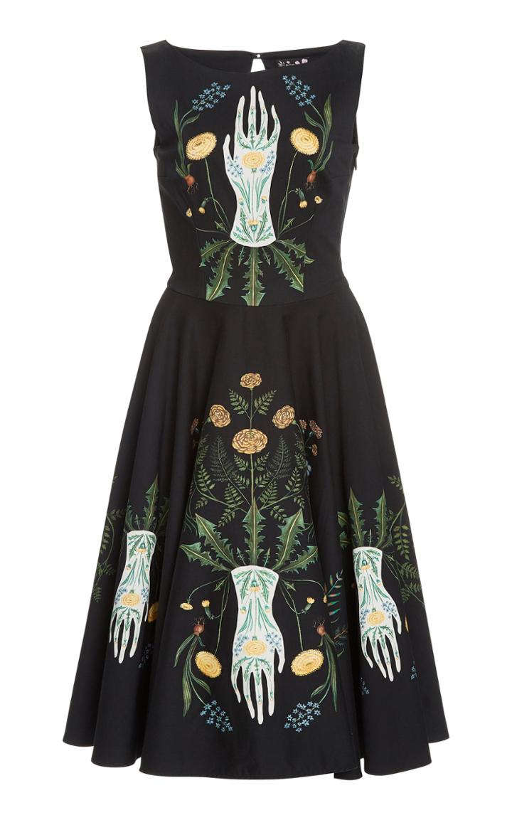 Lena Hoschek White Witch Printed Cotton-blend Midi Dress
