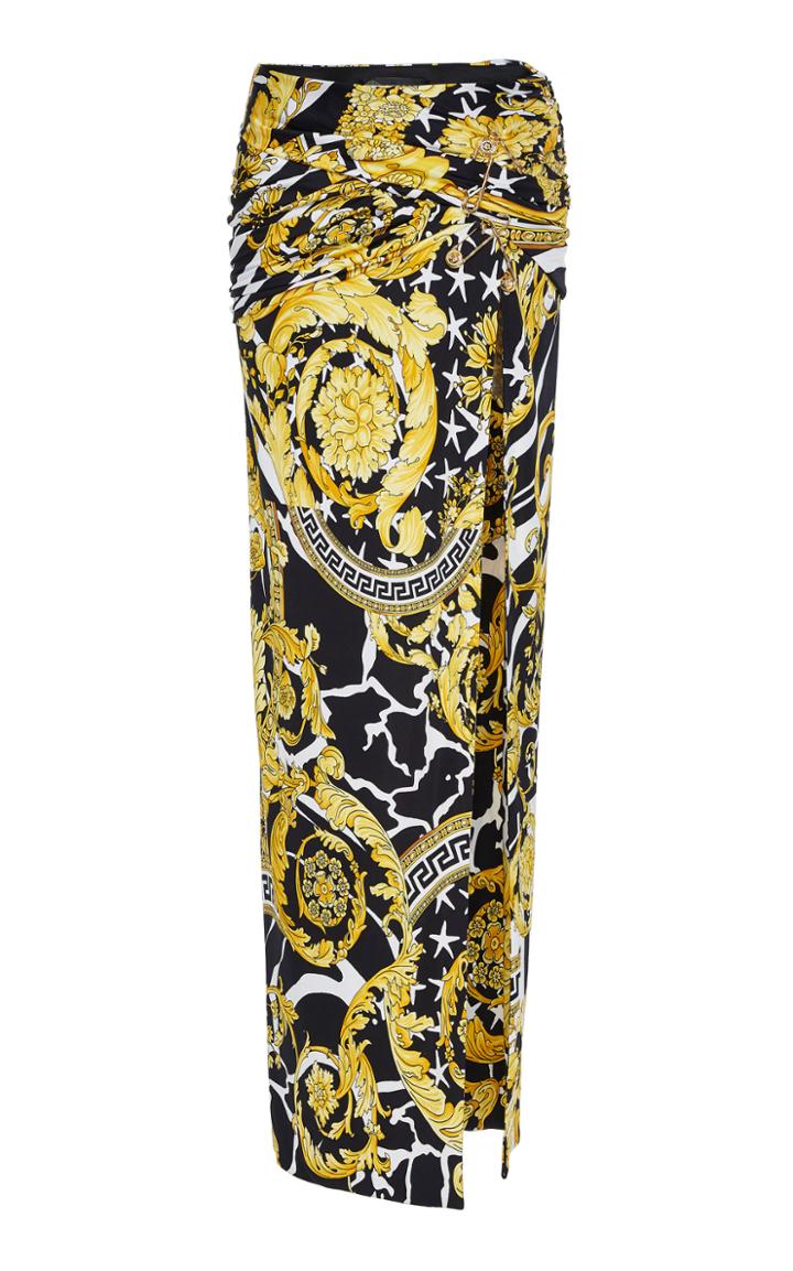 Versace Slit Crepe De Chine Maxi Skirt