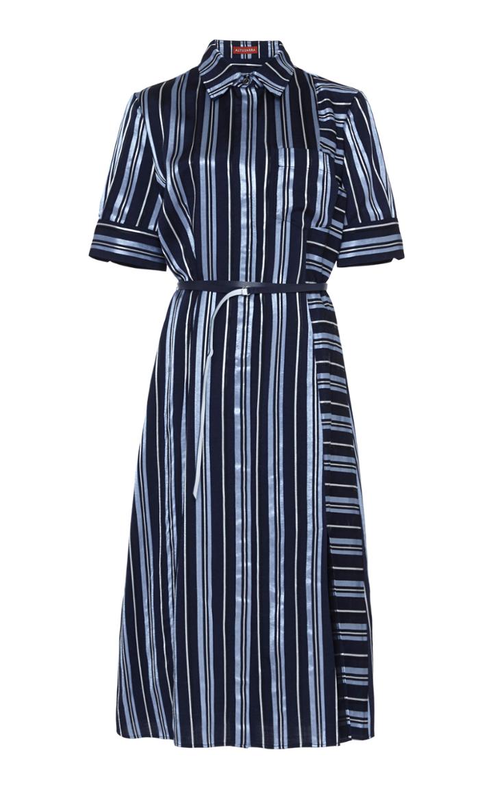 Moda Operandi Altuzarra Kieran Striped Satin Midi Dress Size: 34