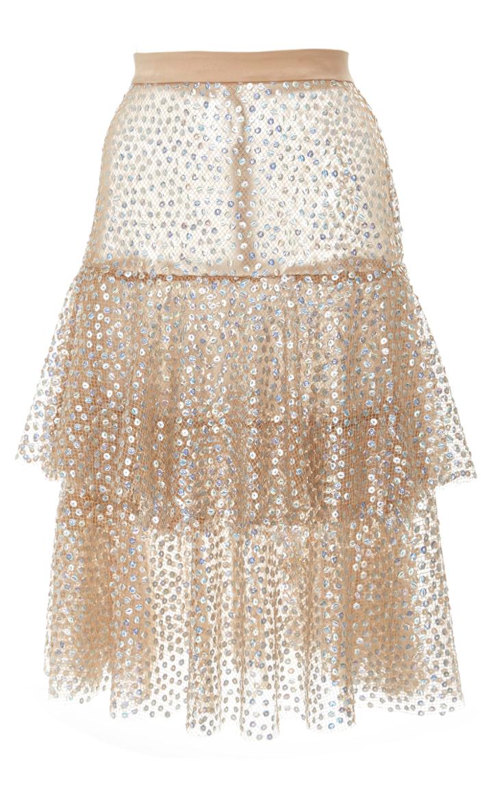 Rodarte Sequin Embellished Tiered Skirt
