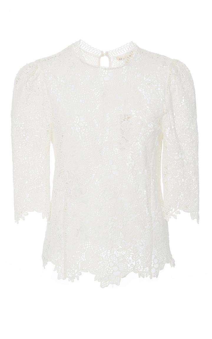 Rebecca Taylor Ariella Lace Mock Neck Top