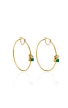 Jemma Wynne One Of A Kind Emerald And Diamond Station Hoop Earrings