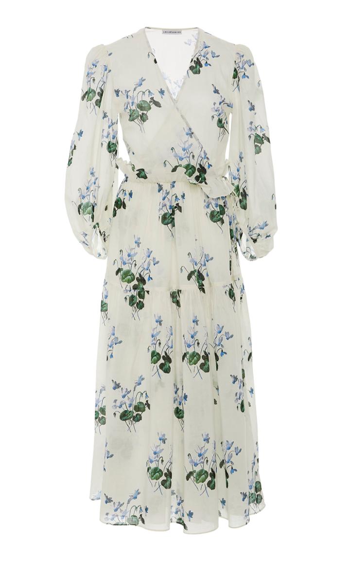 Les Rveries Floral-print Cotton-voile Wrap Dress