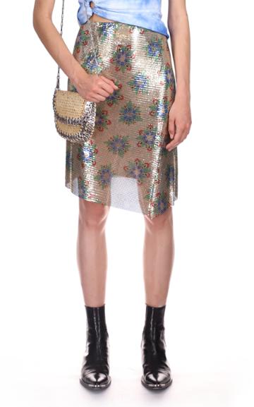 Moda Operandi Paco Rabanne Floral-print Chainmail Mini Skirt