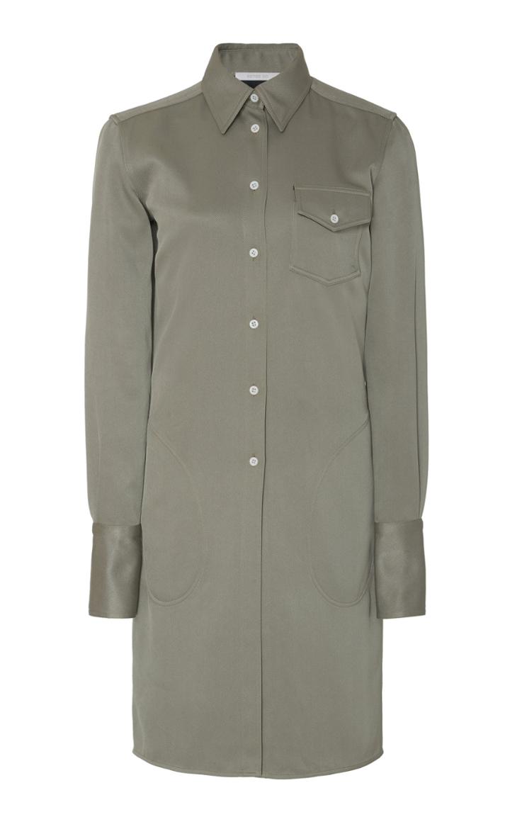 Peter Do Longline Button-front Satin-twill Top Size: 34