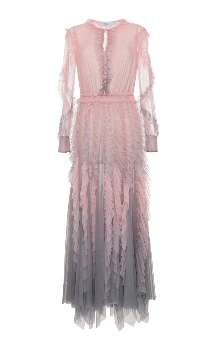 Blumarine Ombre Ruffle Maxi Dress