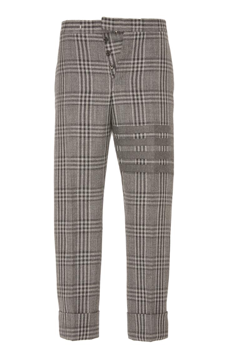 Thom Browne Classic Backstrap Trouser With Seamed In 4 Bar In Prince Of Wales Thornproof
