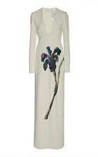 Carolina Herrera Floral-embellished Crepe Gown