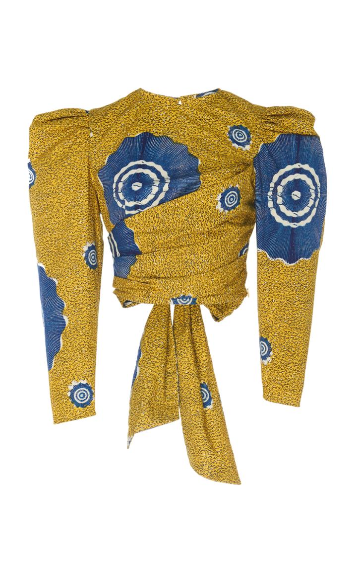 Ulla Johnson Eden Wrap-effect Printed Cotton Top