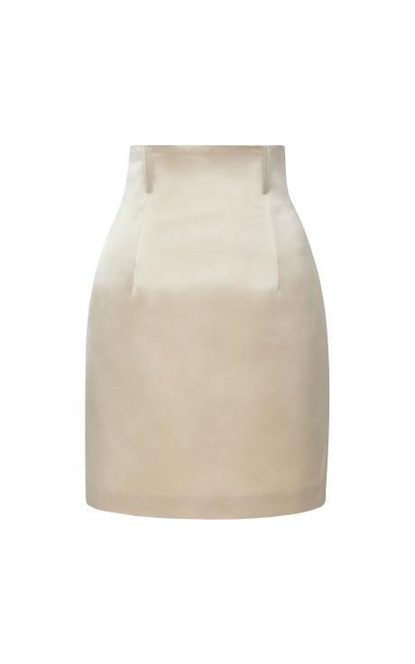 Katie Ermilio  Seamed High Waist Mini Skirt Cream