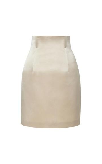 Katie Ermilio  Seamed High Waist Mini Skirt Cream