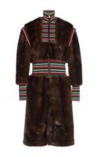 Stella Jean Striped Combo Faux Fur Coat
