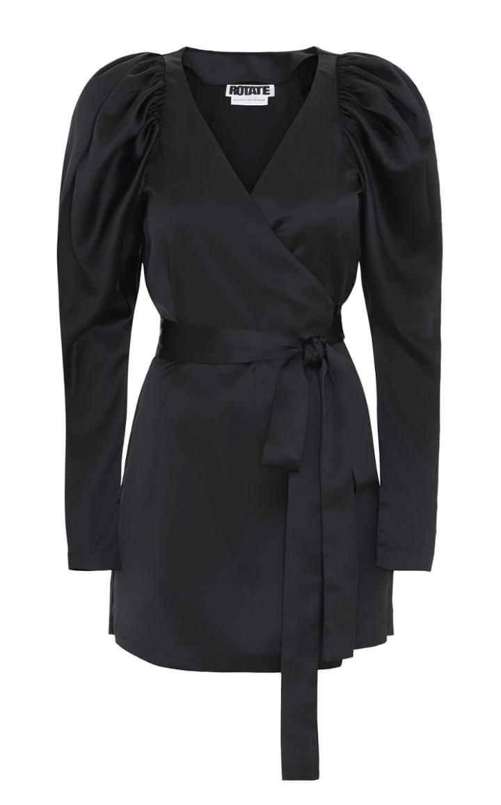 Rotate Wrap Satin Mini Dress